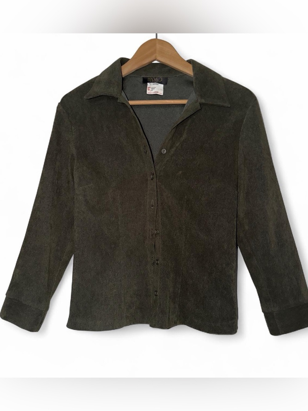 Vintage Button Up Blouse Y2K 90s Green Medium